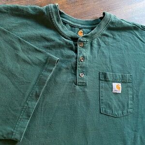 Carhartt Shirt Men 3XL Forrest Green Short Sleeve Henley Pocket Original Fit K84
